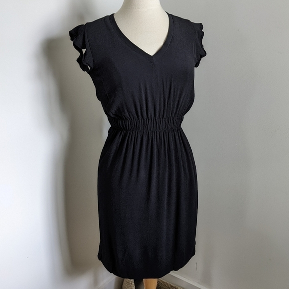 KATE Spade LBD Black Crepe Flutter Sleeve Midi Dress 0 - Picture 5 of 16